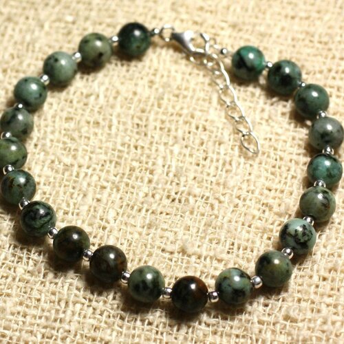 Bracelet argent 925 et pierre - turquoise d'afrique 6mm