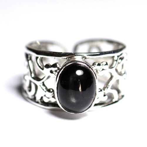 N224 - bague argent 925 et pierre - black star ovale 9x7mm