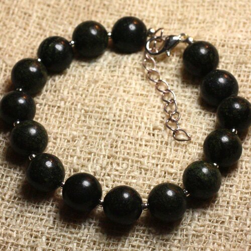 Bracelet argent 925 et pierre - serpentine 10mm