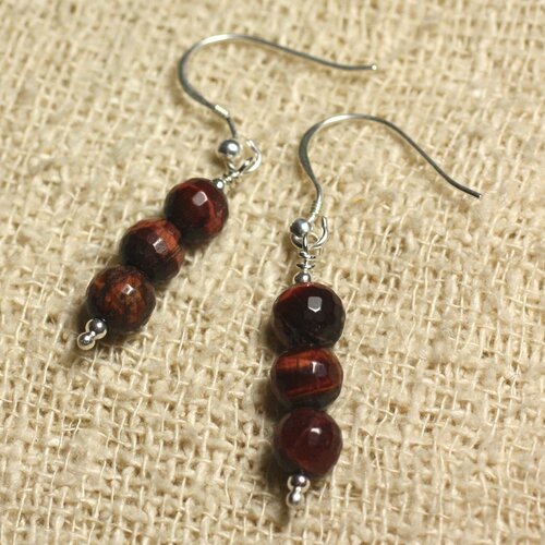 Boucles d'oreilles argent 925 - oeil de taureau facetté 6mm