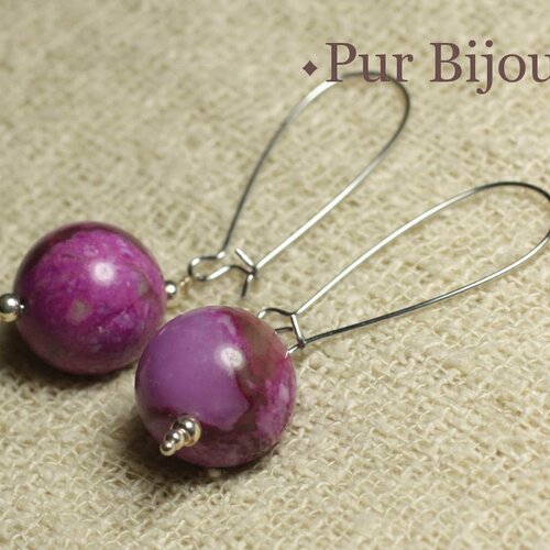 Boucles d'oreilles pierre semi précieuse - sugilite 16mm