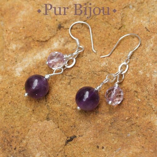 Boucles argent 925 - améthyste argent violet