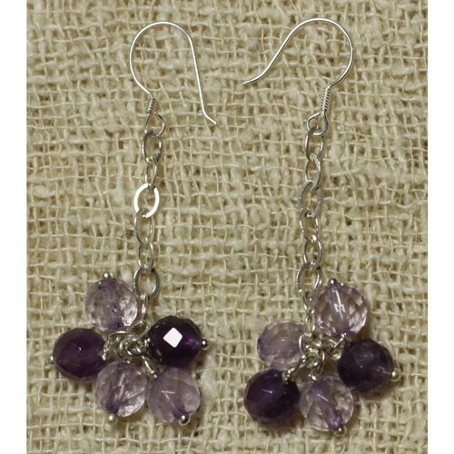 Boucles argent 925 et améthyste facettée
