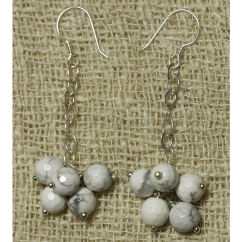Boucles argent 925 et howlite facettée