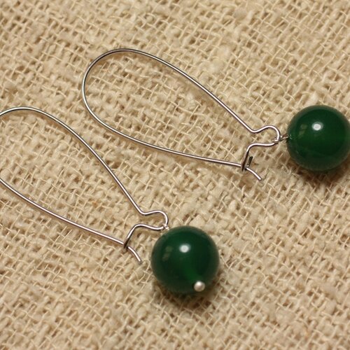 Boucles d'oreilles pierre semi précieuse onyx vert