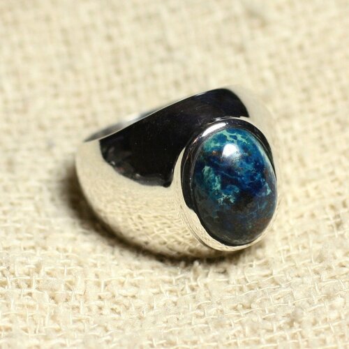 N116 - bague argent 925 et pierre - azurite ovale 14x10mm