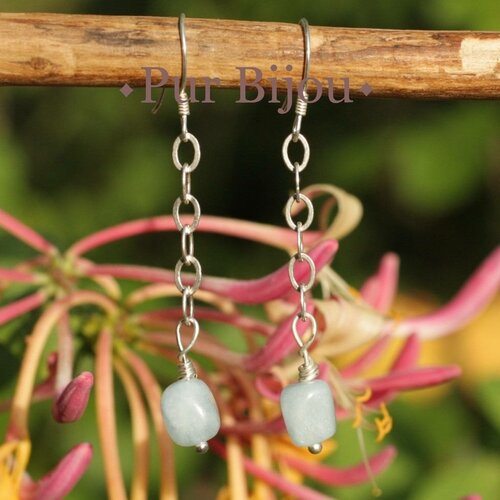 Boucles aigue marine et argent 925 argent bleu