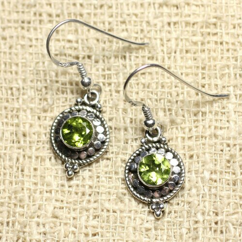 Bo210 - boucles d'oreilles argent 925 cercles 19mm péridot