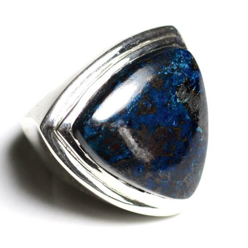 N347 - bague argent 925 et pierre - azurite triangle 25mm
