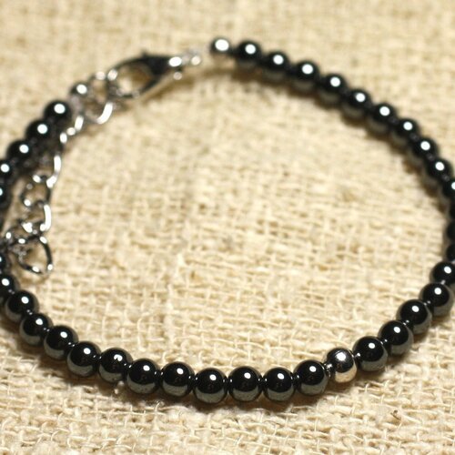 Bracelet argent 925 et pierre semi précieuse hématite 4mm