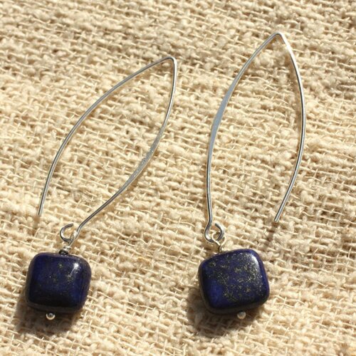 Boucles d'oreilles argent 925 - lapis lazuli carrés 10mm