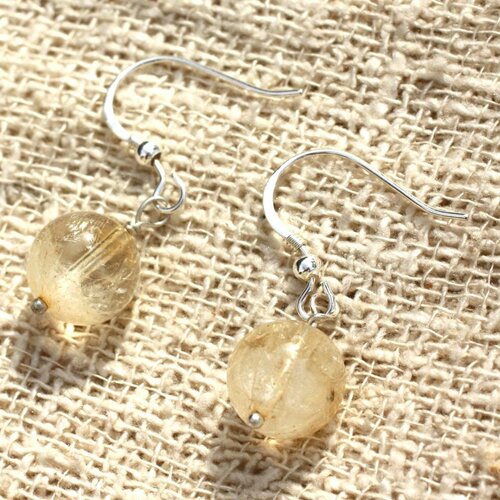 Boucles d'oreilles argent 925 - citrine 10mm