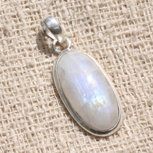 N19 - pendentif argent 925 et pierre - pierre de lune ovale 24x12mm