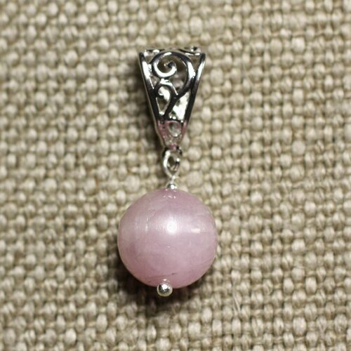 Collier pendentif pierre - kunzite boule 12mm