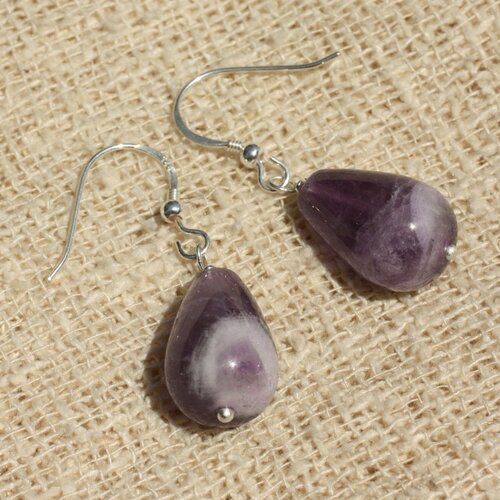 Boucles d'oreilles argent 925 - améthyste gouttes 16x10mm