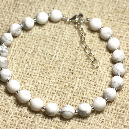 Bracelet argent 925 et pierre - howlite 6mm