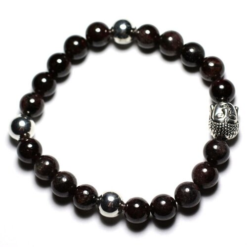 Bracelet bouddha et pierre semi précieuse - grenat