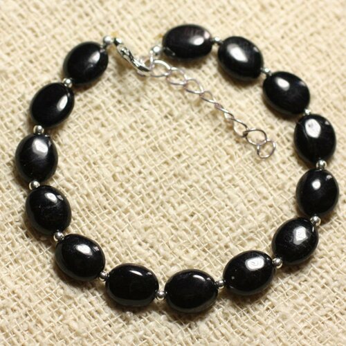 Bracelet argent 925 et pierre - hypersthène ovales 10x8mm