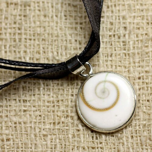 Collier pendentif argent 925 oeil shiva sainte lucie rond 16mm n1-2