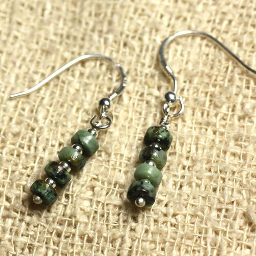 Boucles d'oreilles argent 925 - turquoise d'afrique rondelles 4x2mm