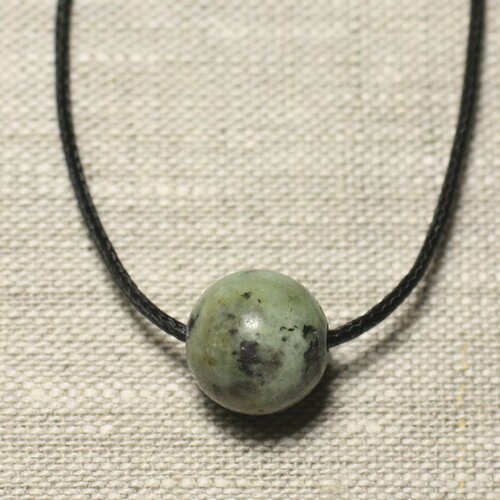 Collier pendentif pierre semi précieuse - turquoise afrique boule 14mm