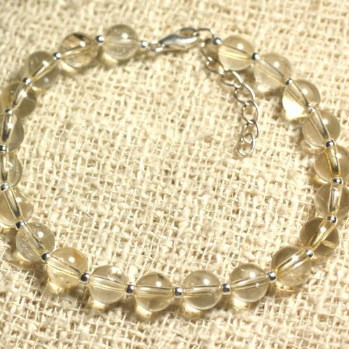 Bracelet argent 925 et pierre - citrine 6mm