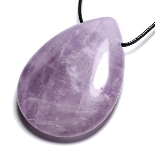 Collier pendentif en pierre - améthyste lavande grande goutte 60mm