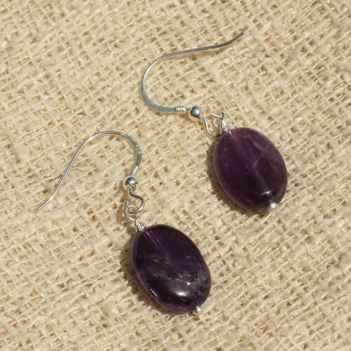 Boucles d'oreilles argent 925 - améthyste ovales 14x10mm