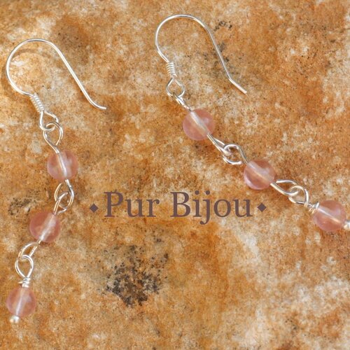 Boucles d'oreilles quartz cerise argent 925