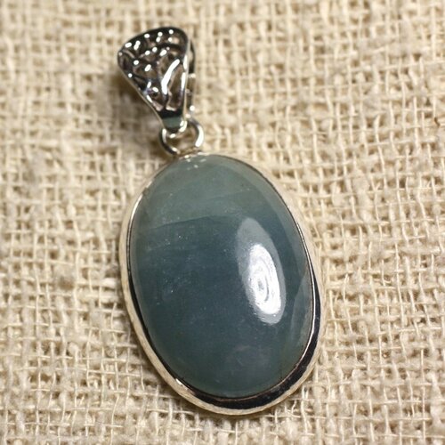 N6 - pendentif argent 925 et pierre - aigue marine ovale 27x17mm