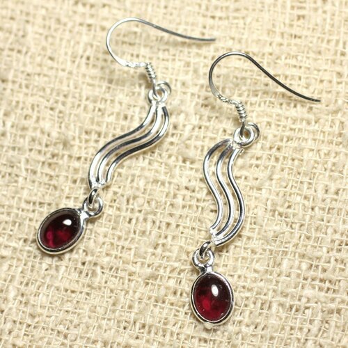 Bo214 - boucles d'oreilles argent 925 rivière 35mm grenat