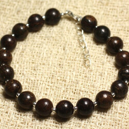 Bracelet argent 925 et pierre semi précieuse - bronzite 8mm