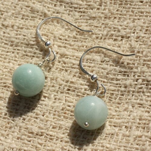 Boucles d'oreilles argent 925 - amazonite 10mm