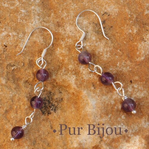 Boucles d'oreilles améthyste et argent 925