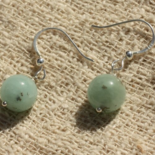 Boucles d'oreilles argent 925 et quartz turquoise 10mm