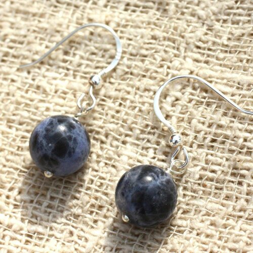Boucles d'oreilles argent 925 - sodalite 10mm