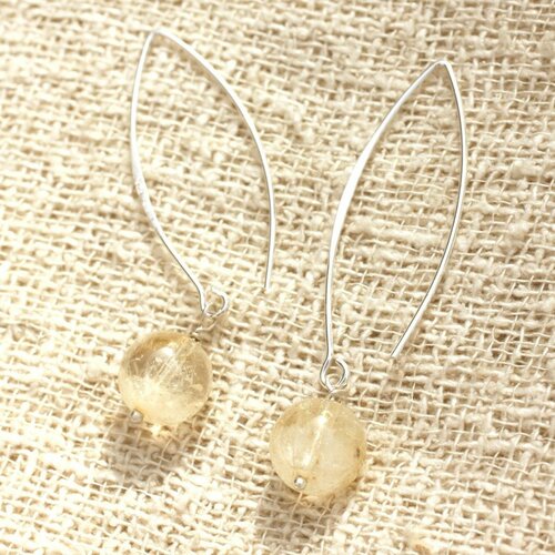 Boucles d'oreilles argent 925 40mm - citrine 10mm