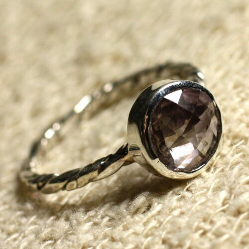 N225 - bague argent 925 et pierre semi précieuse - améthyste facettée 7-8mm