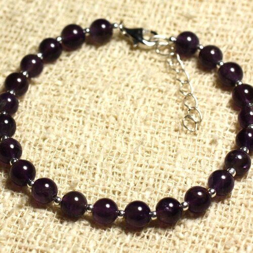 Bracelet argent 925 et pierre - améthyste 6mm
