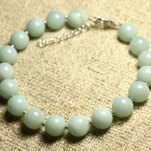 Bracelet argent 925 et pierre semi précieuse - amazonite 10mm
