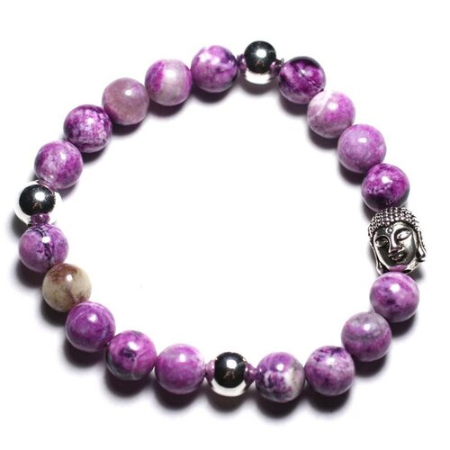 Bracelet bouddha et pierre semi précieuse - sugilite 8mm