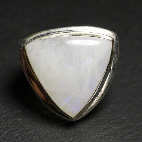 N347 - bague argent 925 et pierre de lune triangle 25mm