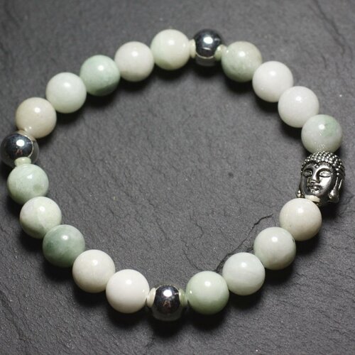 Bracelet bouddha et pierre semi précieuse - jade 8mm