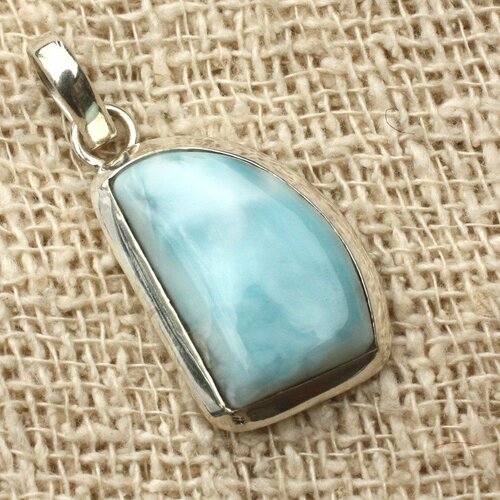 N3 - pendentif argent 925 et pierre - larimar 28x16mm