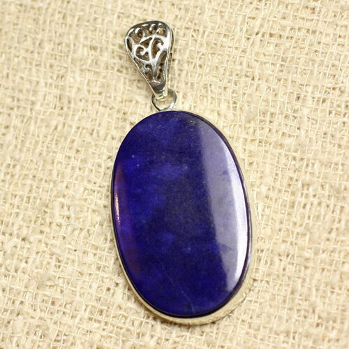 N32 - pendentif argent 925 et pierre - lapis lazuli ovale 34x21mm