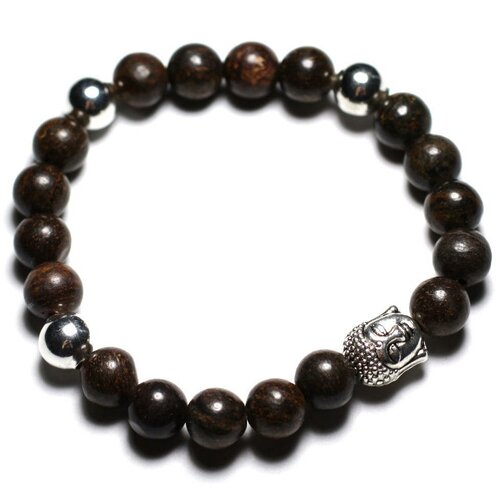 Bracelet bouddha et pierre semi précieuse - bronzite enstatite