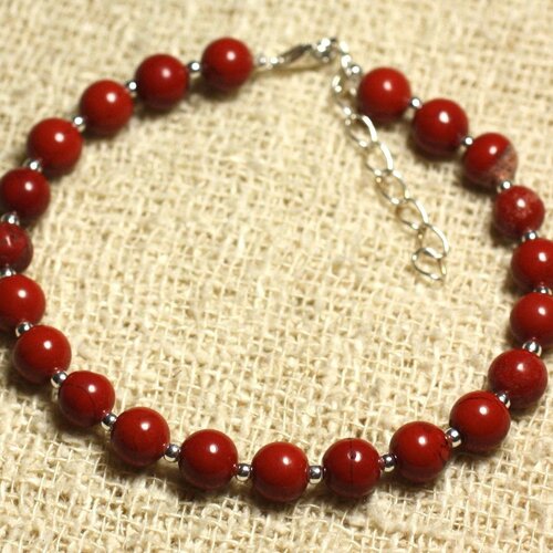 Bracelet argent 925 et pierre - pierre de soleil synthèse 6mm