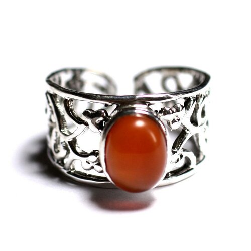N224 - bague argent 925 et pierre - cornaline ovale 9x7mm