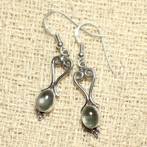 Bo208 - boucles d'oreilles argent 925 coeurs 27mm aigue marine