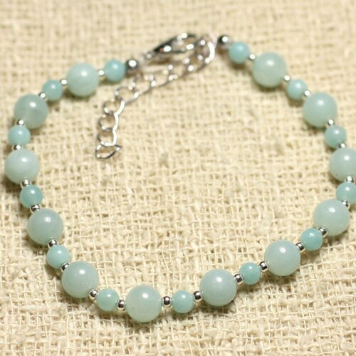 Bracelet argent 925 et pierre - amazonite 4 et 6mm